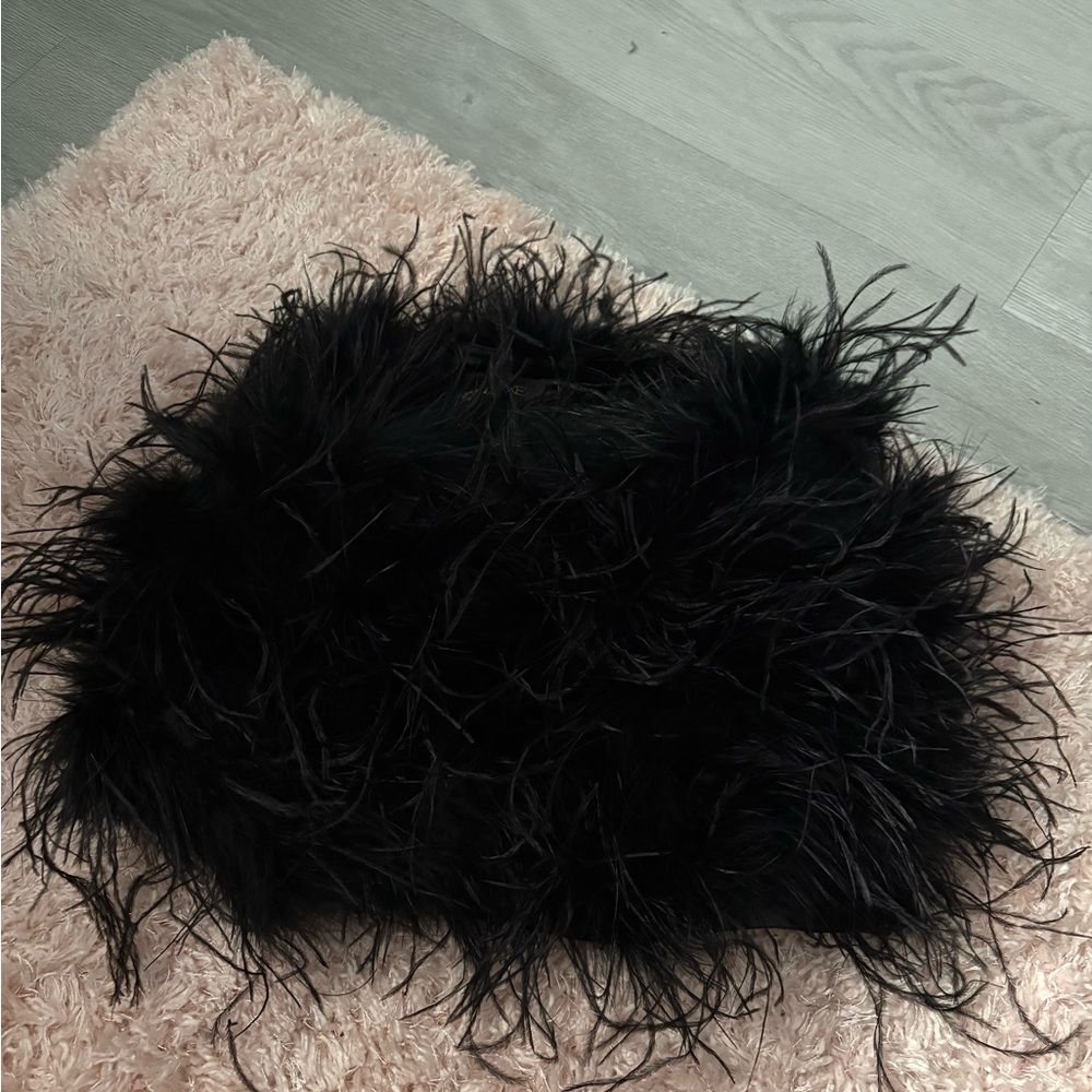 Black Feathered Clutch